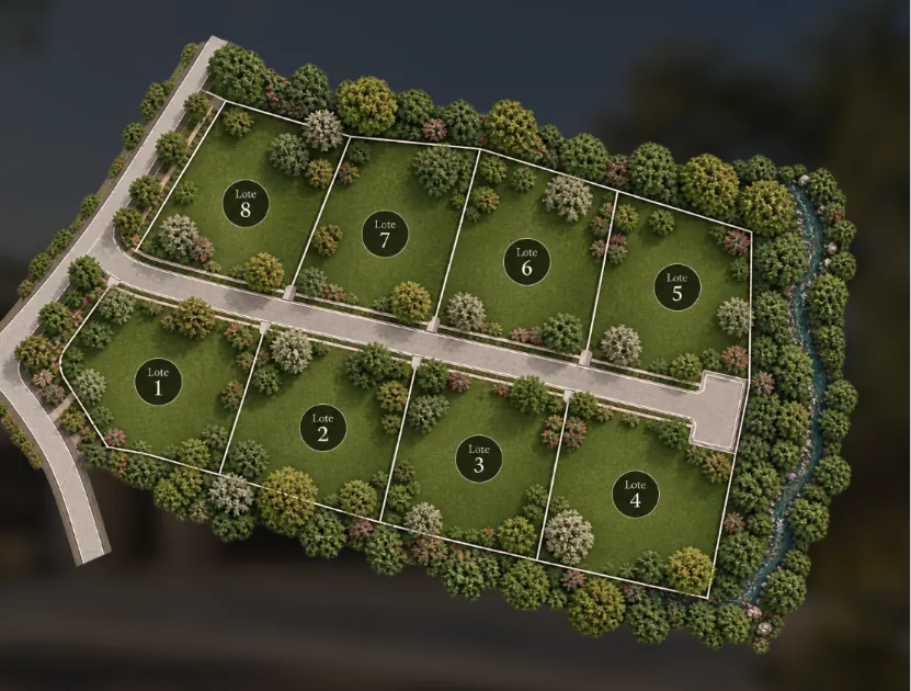Plano de los 8 lotes de Colinas de Oriente